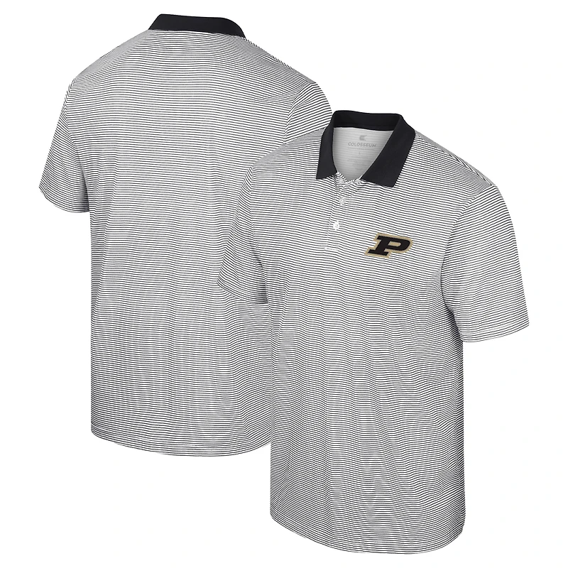 Men's Colosseum White/Black Purdue Boilermakers Print Stripe Polo