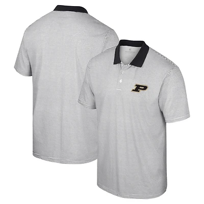 Men's Colosseum White/Black Purdue Boilermakers Print Stripe Polo