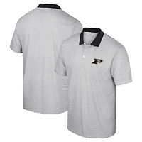 Men's Colosseum White/Black Purdue Boilermakers Print Stripe Polo