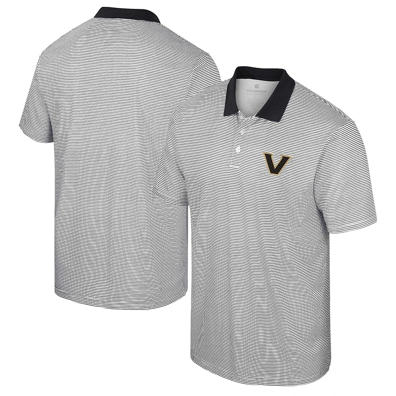Men's Colosseum White Vanderbilt Commodores Print Stripe Polo