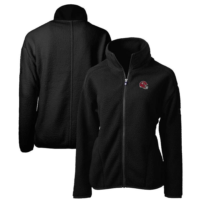 Women's Cutter & Buck  Black Kansas City Chiefs Helmet Logo Cascade Eco Sherpa Full-Zip Fleece Jacket