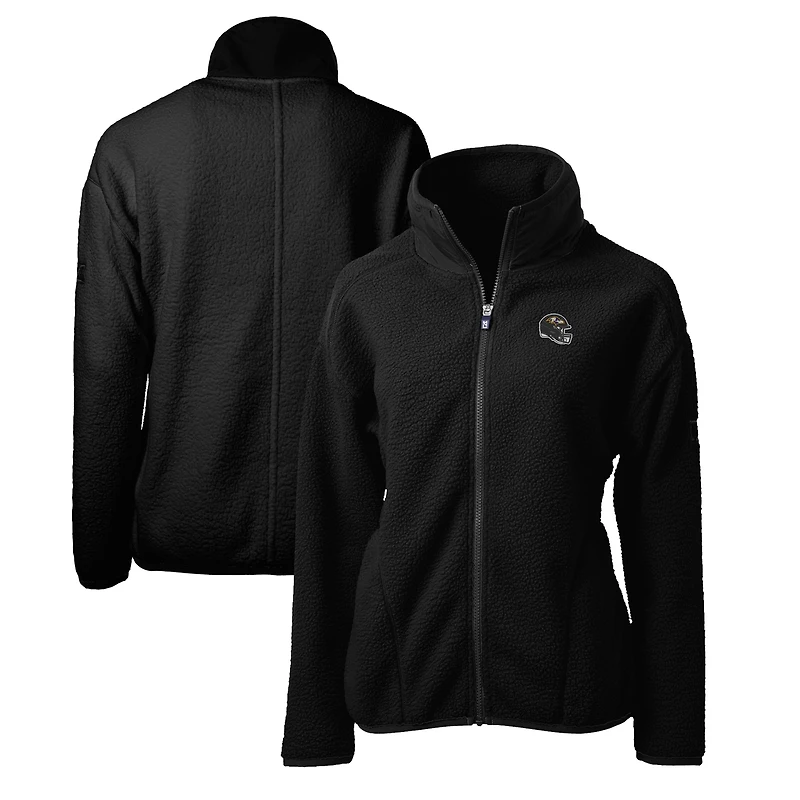 Women's Cutter & Buck  Black Baltimore Ravens Helmet Logo Cascade Eco Sherpa Full-Zip Fleece Jacket