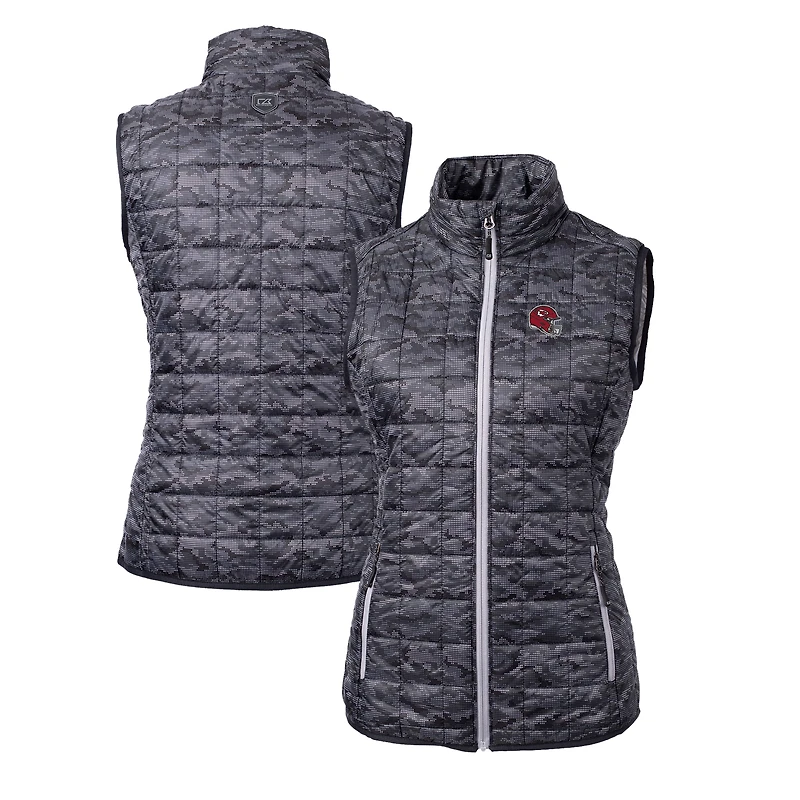 Women's Cutter & Buck  Black Kansas City Chiefs Helmet Logo Rainier PrimaLoft Eco Insulated Full-Zip Puffer Vest