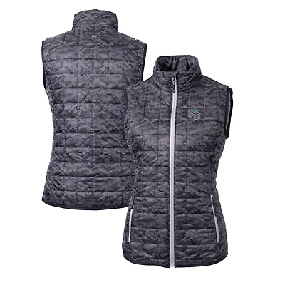 Women's Cutter & Buck  Black Detroit Lions Helmet Logo Rainier PrimaLoft Eco Insulated Full-Zip Puffer Vest