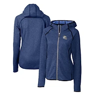 Women's Cutter & Buck  Powder Blue Los Angeles Chargers Helmet Logo Mainsail Sweater-Knit Full-Zip Hoodie