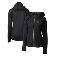 Women's Cutter & Buck  Charcoal Cincinnati Bengals Helmet Logo Mainsail Sweater-Knit Full-Zip Hoodie