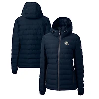 Women's Cutter & Buck  Navy Los Angeles Chargers Helmet Logo Mission Ridge Repreve Eco Insulated Full-Zip Puffer Jacket