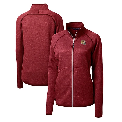 Women's Cutter & Buck  Scarlet San Francisco 49ers Helmet Logo Mainsail Sweater-Knit Full-Zip Jacket