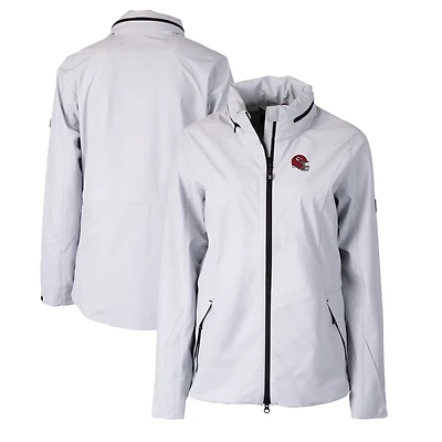 Women's Cutter & Buck Gray Kansas City Chiefs Helmet Logo Vapor Water Repellent Stretch Full-Zip Rain Jacket