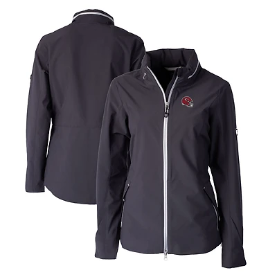 Women's Cutter & Buck Graphite Kansas City Chiefs Helmet Logo Vapor Water Repellent Stretch Full-Zip Rain Jacket