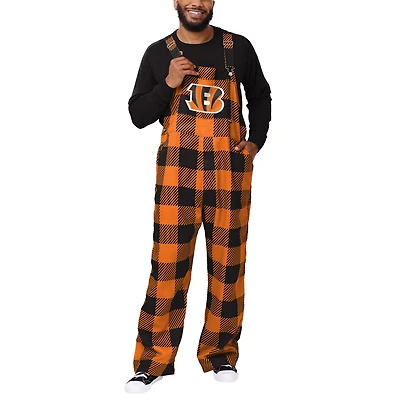 Men's FOCO  Orange Cincinnati Bengals Big Logo Plaid Overalls