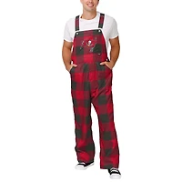 Men's FOCO  Red Tampa Bay Buccaneers Big Logo Plaid Overalls