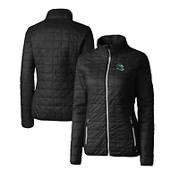 Women's Cutter & Buck  Black Philadelphia Eagles Helmet Logo Rainier PrimaLoft Eco Insulated Full-Zip Puffer Jacket
