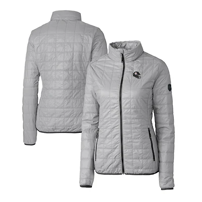 Women's Cutter & Buck  Gray Pittsburgh Steelers Helmet Logo Rainier PrimaLoft Eco Insulated Full-Zip Puffer Jacket