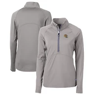 Women's Cutter & Buck  Gray San Francisco 49ers Helmet Logo Adapt Eco Knit Stretch Recycled Half-Zip Pullover Top