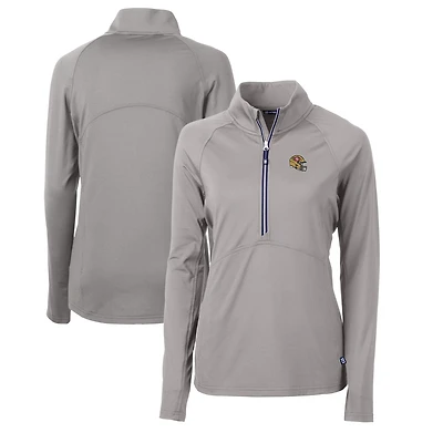 Women's Cutter & Buck  Gray San Francisco 49ers Helmet Logo Adapt Eco Knit Stretch Recycled Half-Zip Pullover Top