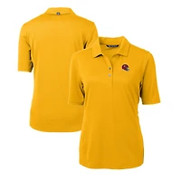 Women's Cutter & Buck  Gold Kansas City Chiefs Helmet Logo DryTec Virtue Eco Pique Recycled Polo