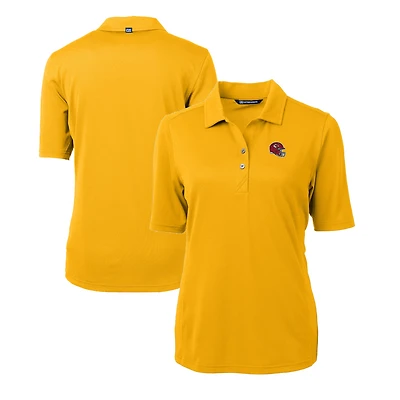 Women's Cutter & Buck  Gold Kansas City Chiefs Helmet Logo DryTec Virtue Eco Pique Recycled Polo