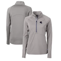 Women's Cutter & Buck  Gray Chicago Bears Helmet Logo Adapt Eco Knit Stretch Recycled Half-Zip Pullover Top