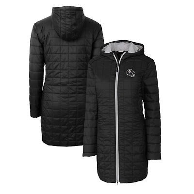 Women's Cutter & Buck  Black Pittsburgh Steelers Helmet Logo Rainier Primaloft Eco Insulated Hooded Long Coat