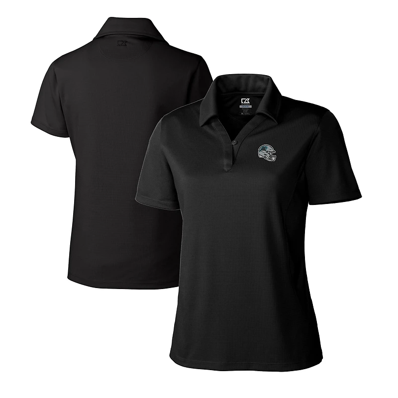 Women's Cutter & Buck  Black Carolina Panthers Helmet Logo CB DryTec Genre Textured Solid Polo