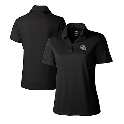 Women's Cutter & Buck  Black Carolina Panthers Helmet Logo CB DryTec Genre Textured Solid Polo