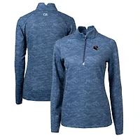 Women's Cutter & Buck  Navy Chicago Bears Helmet Logo Traverse Camo Print Stretch Quarter-Zip Pullover Top