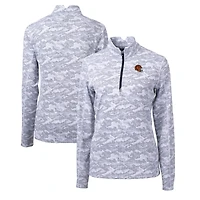 Women's Cutter & Buck  Charcoal Cincinnati Bengals Helmet Logo Traverse Camo Print Stretch Quarter-Zip Pullover Top