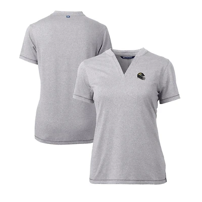 Women's Cutter & Buck  Heather Gray Jacksonville Jaguars Helmet Logo DryTec Forge Stretch V-Neck Blade Top