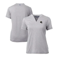 Women's Cutter & Buck  Heather Gray Jacksonville Jaguars Helmet Logo DryTec Forge Stretch V-Neck Blade Top