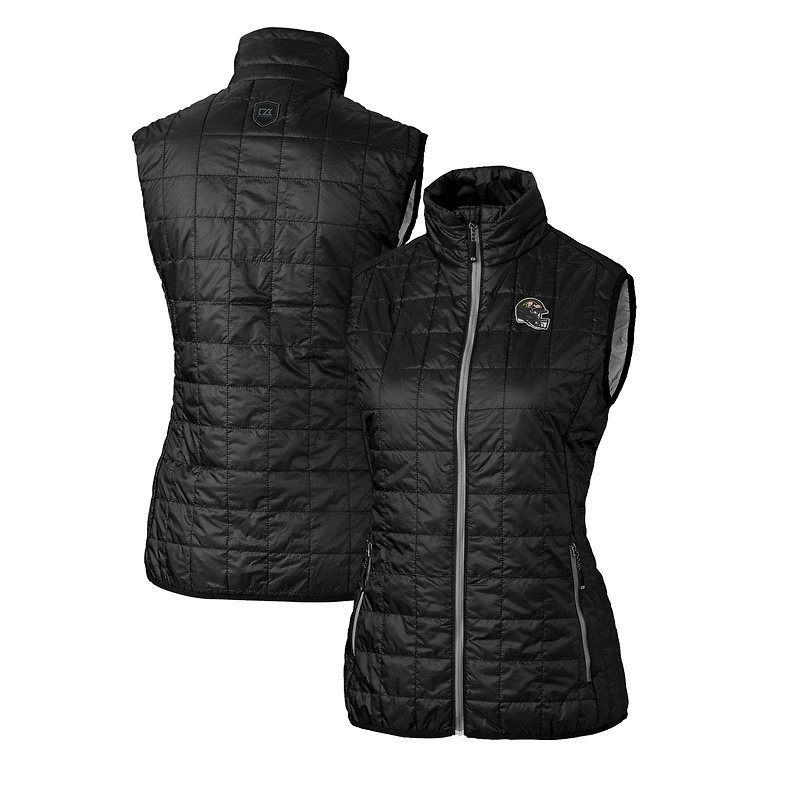 Women's Cutter & Buck  Black Baltimore Ravens Helmet Logo Rainier PrimaLoft Eco Insulated Full-Zip Puffer Vest