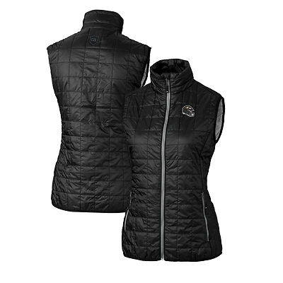 Women's Cutter & Buck  Black Baltimore Ravens Helmet Logo Rainier PrimaLoft Eco Insulated Full-Zip Puffer Vest