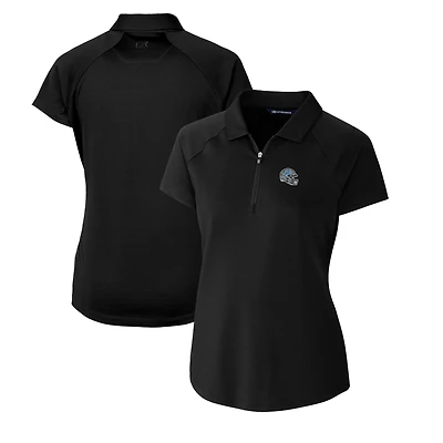 Women's Cutter & Buck  Black Detroit Lions Helmet Logo DryTec Forge Stretch Polo