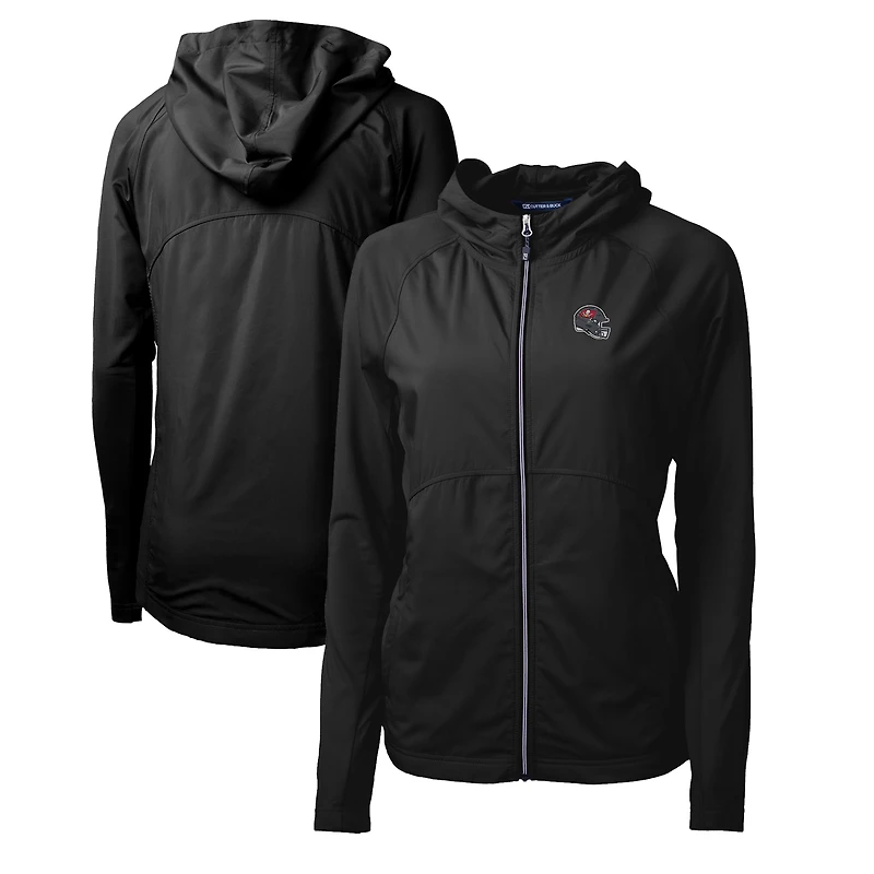Women's Cutter & Buck  Black Tampa Bay Buccaneers Helmet Logo Adapt Eco Knit Hybrid Recycled Full-Zip Hoodie