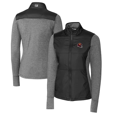Women's Cutter & Buck  Black Washington Commanders Helmet Logo DryTec Stealth Hybrid Quilted Full-Zip Windbreaker Jacket
