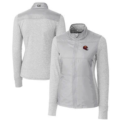 Women's Cutter & Buck  Steel Washington Commanders Helmet Logo DryTec Stealth Hybrid Quilted Full-Zip Windbreaker Jacket