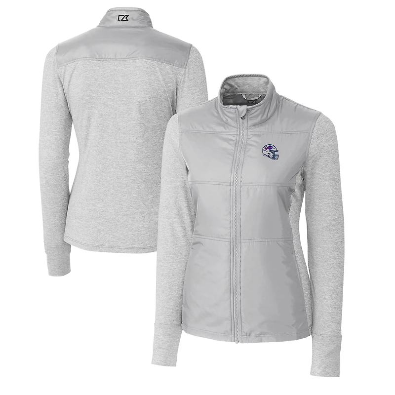 Women's Cutter & Buck  Steel Buffalo Bills Helmet Logo DryTec Stealth Hybrid Quilted Full-Zip Windbreaker Jacket