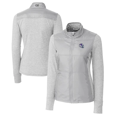 Women's Cutter & Buck  Steel Buffalo Bills Helmet Logo DryTec Stealth Hybrid Quilted Full-Zip Windbreaker Jacket