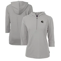 Women's Cutter & Buck  Steel Baltimore Ravens Helmet Logo DryTec Virtue Eco Pique Recycled 3/4-Sleeve Half-Zip Pullover Hoodie