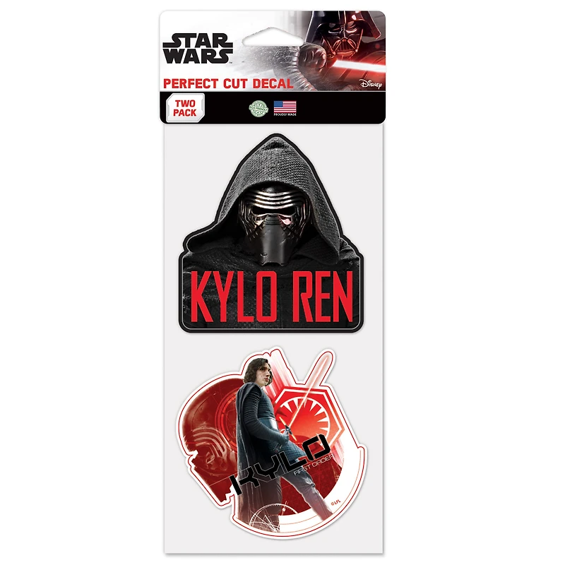 WinCraft Kylo Ren Star Wars 2-Pack 4" x 8" Perfect Cut Decal Set