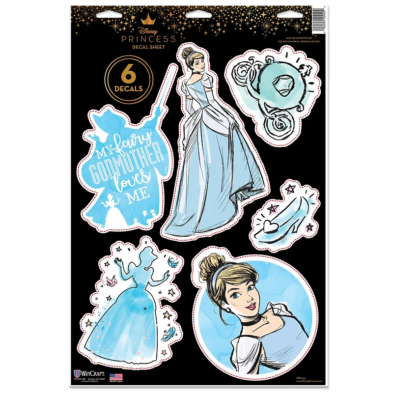 WinCraft Cinderella Disney Princess 11" x 17" Multi-Use Decal Sheet