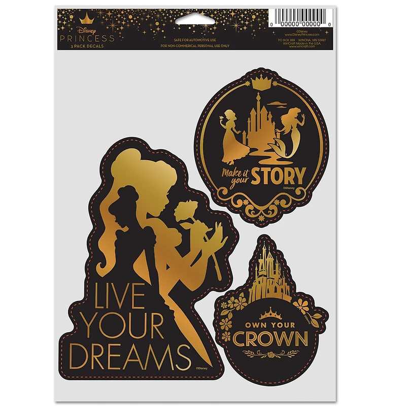 WinCraft Disney Princess  3-Pack Multi-Use Decal Set