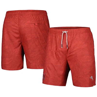 Men's Tommy Bahama  Red Tampa Bay Buccaneers Naples Layered Leaves Swim Shorts