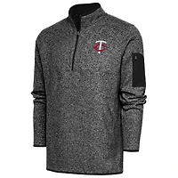 Men's Antigua  Heather Black Minnesota Twins Big & Tall Fortune Quarter-Zip Pullover Jacket