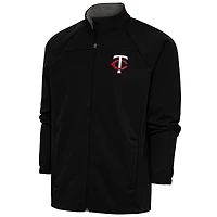 Men's Antigua  Black Minnesota Twins Links Full-Zip Golf Jacket