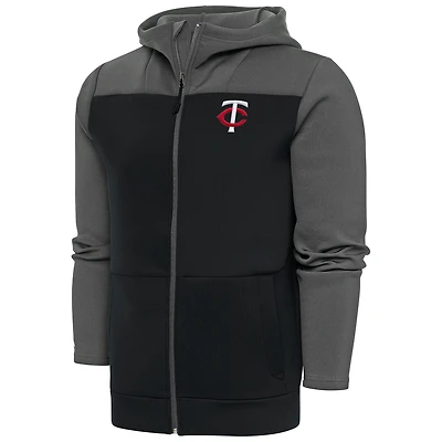 Men's Antigua  Steel Minnesota Twins Protect Full-Zip Hoodie