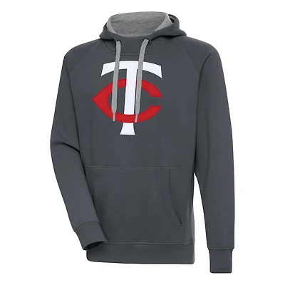 Men's Antigua  Charcoal Minnesota Twins Victory Pullover Hoodie
