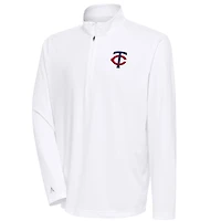 Men's Antigua  White Minnesota Twins Tribute Quarter-Zip Pullover Top