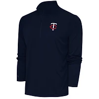 Men's Antigua  Navy Minnesota Twins Tribute Quarter-Zip Pullover Top