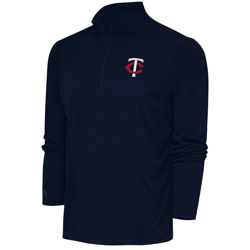 Men's Antigua  Navy Minnesota Twins Tribute Quarter-Zip Pullover Top